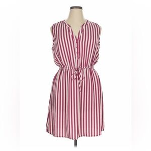 41 Hawthorn Shirt Dress Women Large Magenta White Excellent Striped‎ Sleeveless